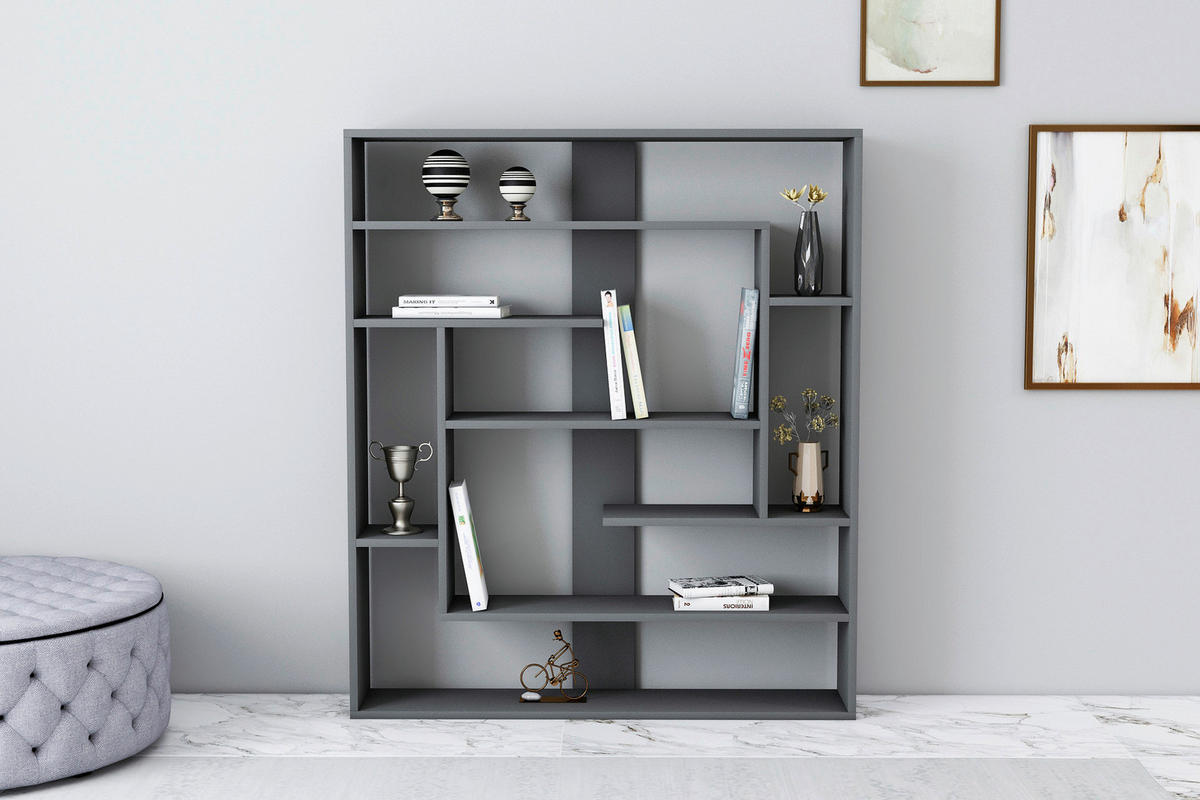 REGAL Anthrazit  - Anthrazit, Design, Holzwerkstoff (114/132/22cm) - Livetastic