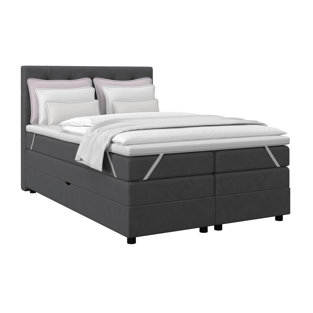 Boxspringbett Elio Graphitfarben 140x200 Cm H3/h4
