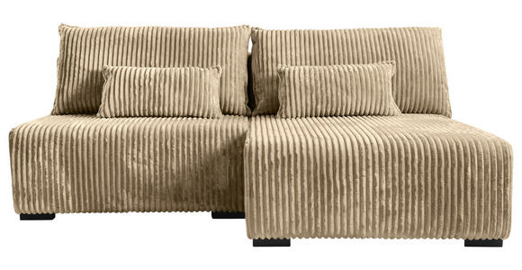 ECKSOFA Beige Cord  - Beige/Schwarz, MODERN, Holz/Textil (210/145cm) - Carryhome