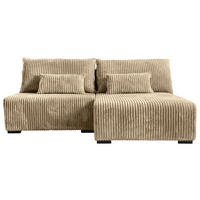 ECKSOFA Beige Cord  - Beige/Schwarz, MODERN, Holz/Textil (210/145cm) - Carryhome