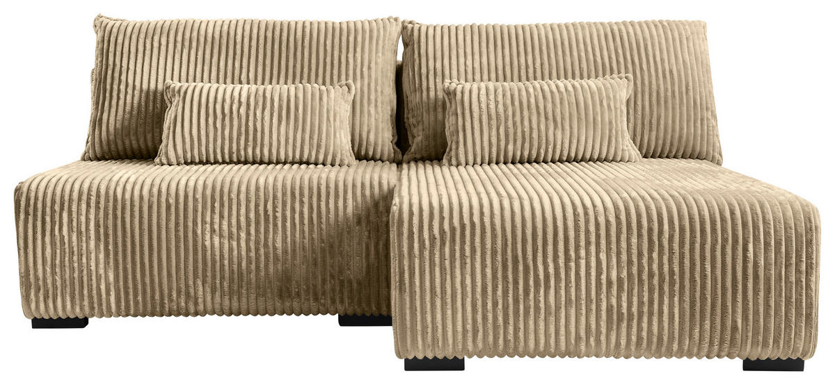 ECKSOFA Beige Cord  - Beige/Schwarz, MODERN, Holz/Textil (210/145cm) - Carryhome
