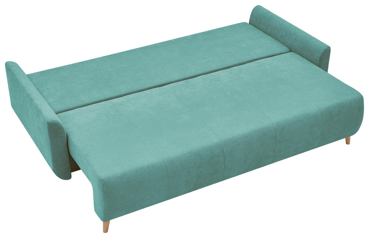 SCHLAFSOFA DUO Mikrofaser Mintgrün  inkl. Rückenkissen, Bettkasten, Schlaffunktion, Rücken echt  - Naturfarben/Mintgrün, Design, Textil (218/90/110cm) - P & B