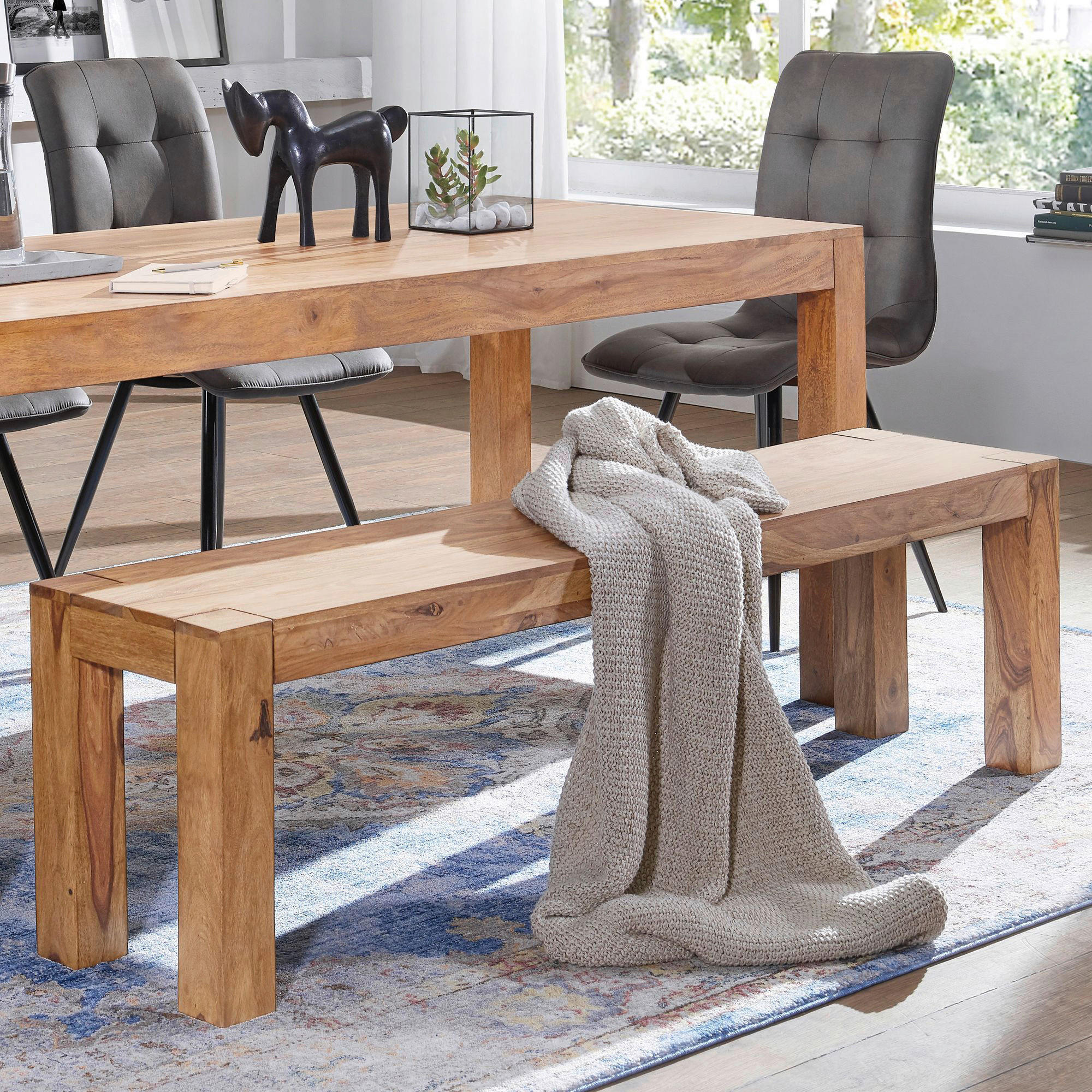 SITZBANK Akaziefarben Akazie massiv  - Akaziefarben, MODERN, Holz (160/45/35cm) - MID.YOU