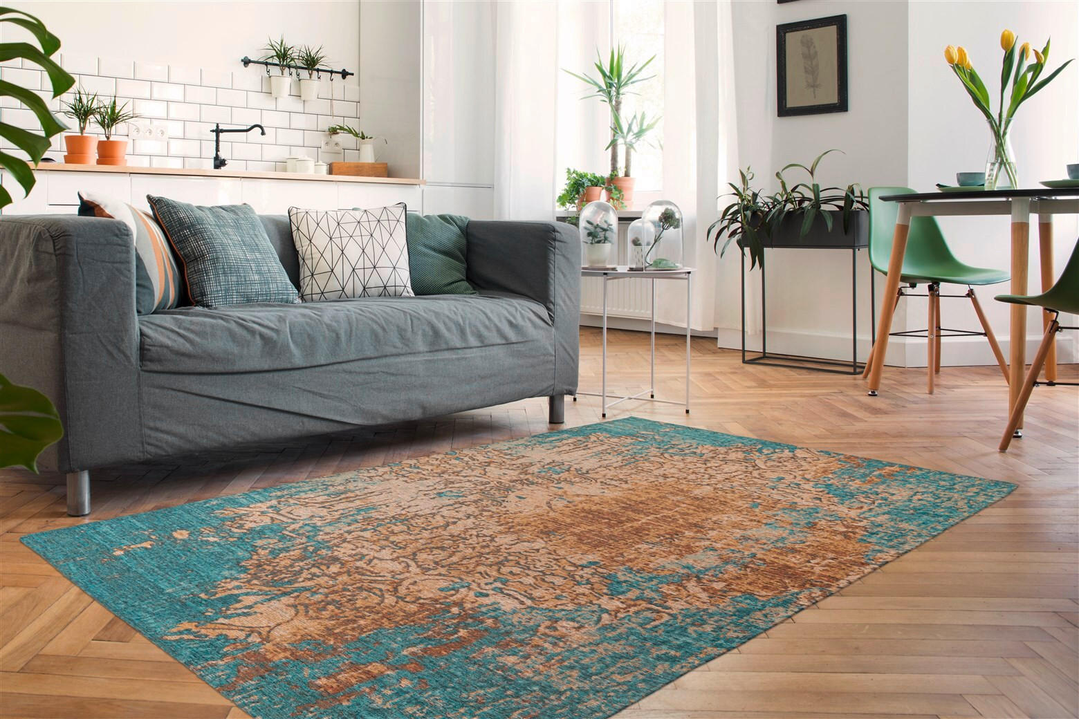 TEPPICH 200/290 cm Primavera 725 Sand / Blau Blau  - Blau, KONVENTIONELL, Textil (200/290cm)