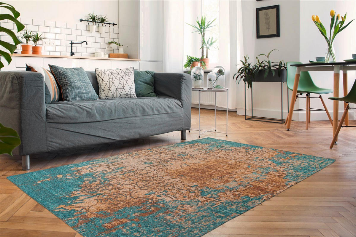 TEPPICH 200/290 cm Primavera 725 Sand / Blau Blau  - Blau, KONVENTIONELL, Textil (200/290cm)