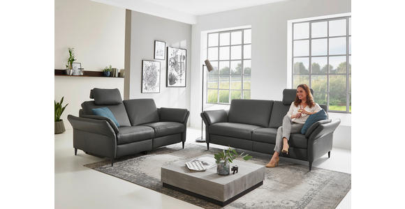 3-SITZER-SOFA Echtleder Anthrazit, Schwarz  - Anthrazit/Schwarz, Design, Leder/Metall (190/84/99cm) - Dieter Knoll