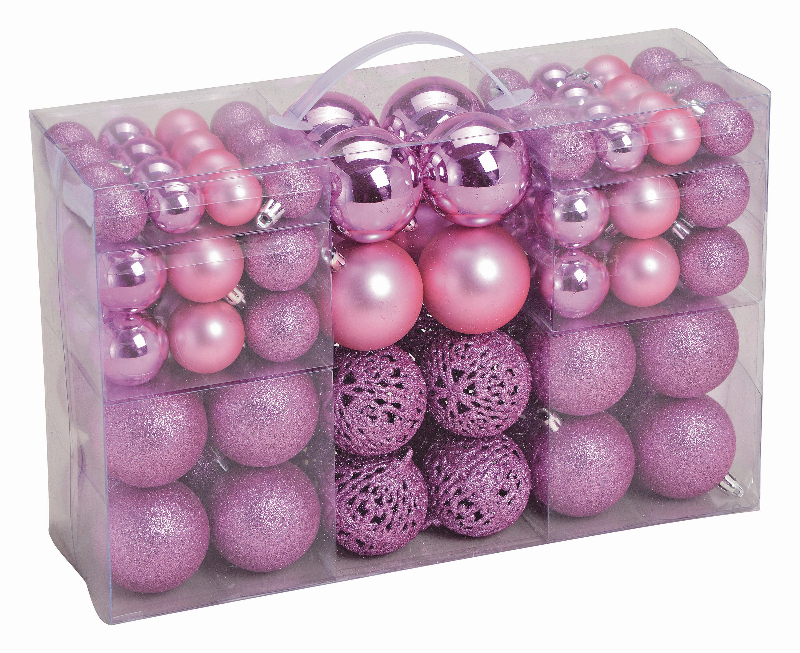 CHRISTBAUMKUGEL-SET 100-teilig  - Lila/Alufarben, Trend, Kunststoff (35/23/12cm) - X-Mas