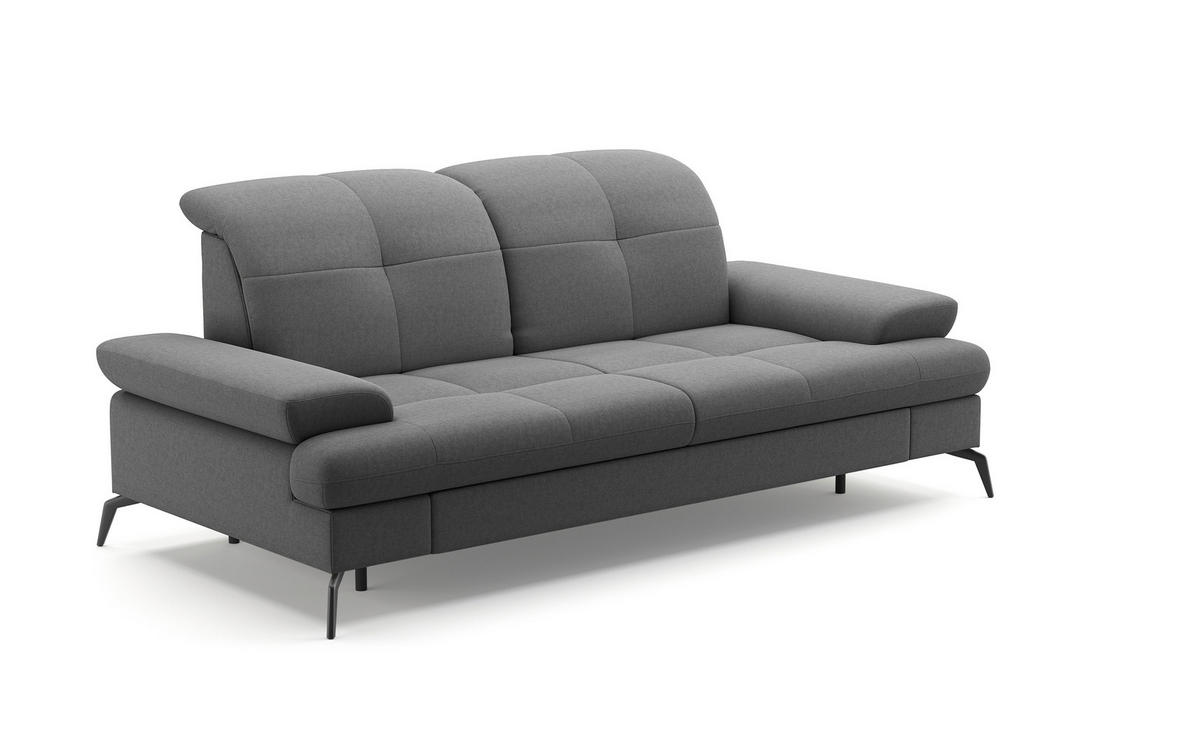 3-SITZER-SOFA Flachgewebe Dunkelgrau  - Dunkelgrau/Schwarz, Konventionell, Textil/Metall (212/90/122cm) - Sit & More