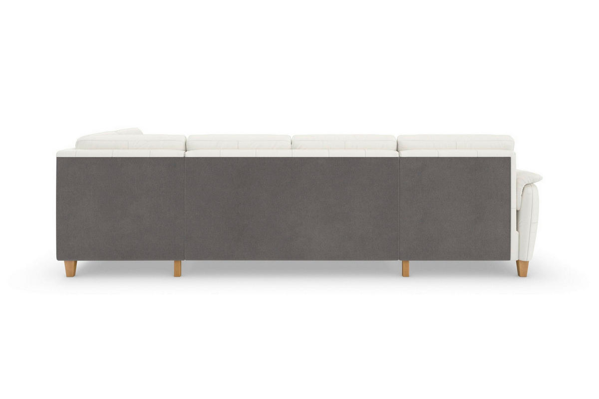 WOHNLANDSCHAFT PALMERA E in Echtleder Weiß  - Eichefarben/Weiß, Basics, Leder/Holz (163/308/212cm) - Sit & More