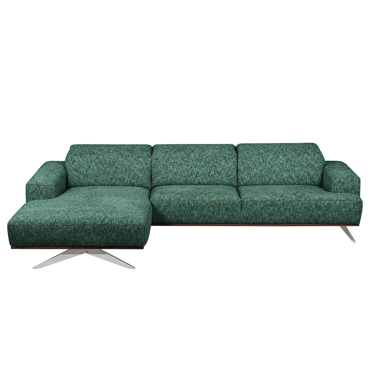 ECKSOFA Struktur Grün  - Chromfarben/Grün, Design, Holz/Textil (187/295cm) - Livetastic