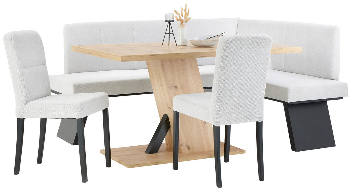 ECKBANK 185/150 cm Webstoff Grau   - Schwarz/Grau, KONVENTIONELL, Textil (185/150cm)