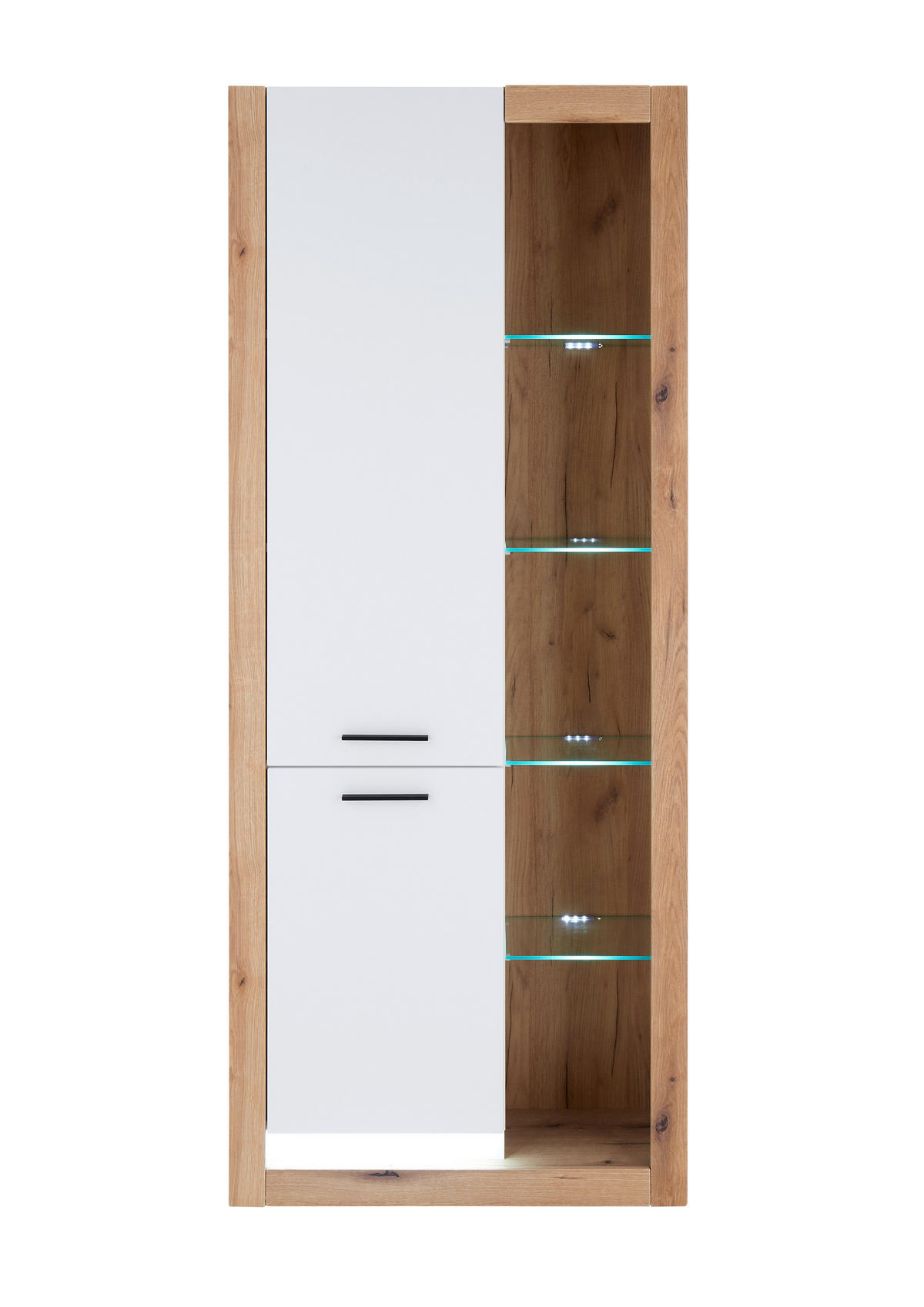 MEHRZWECKSCHRANK 80/195/37 cm  in Weiß, Eichefarben  - Eichefarben/Schwarz, Design, Glas/Holzwerkstoff (80/195/37cm) - MID.YOU