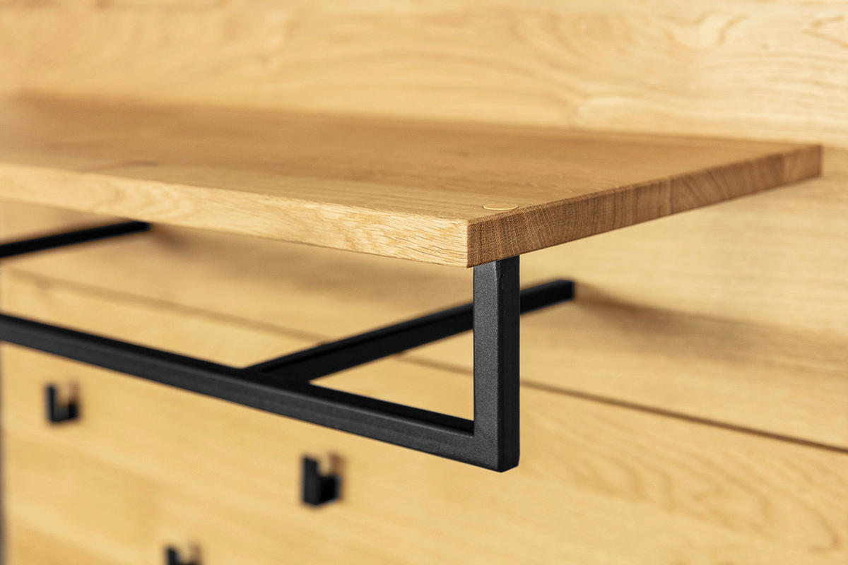 GARDEROBENPANEEL  in 90/106/34 cm  - Eichefarben/Schwarz, Natur, Holz/Metall (90/106/34cm) - Linea Natura