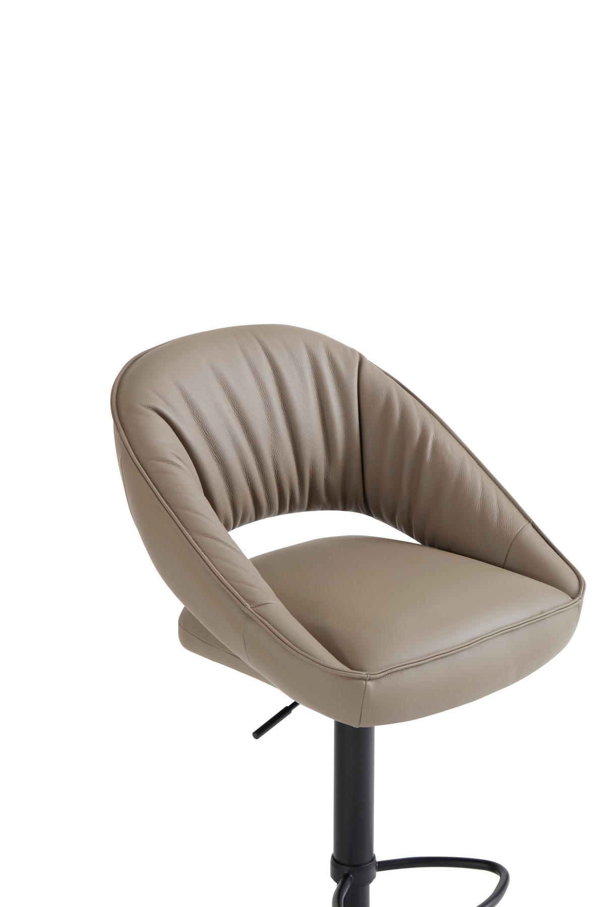 BARHOCKER Echtleder Schwarz, Beige Eisen Sitzfläche 360° drehbar, automatische Rückholfunktion  - Beige/Schwarz, Design, Leder/Metall (56/96-120/59cm) - Dieter Knoll