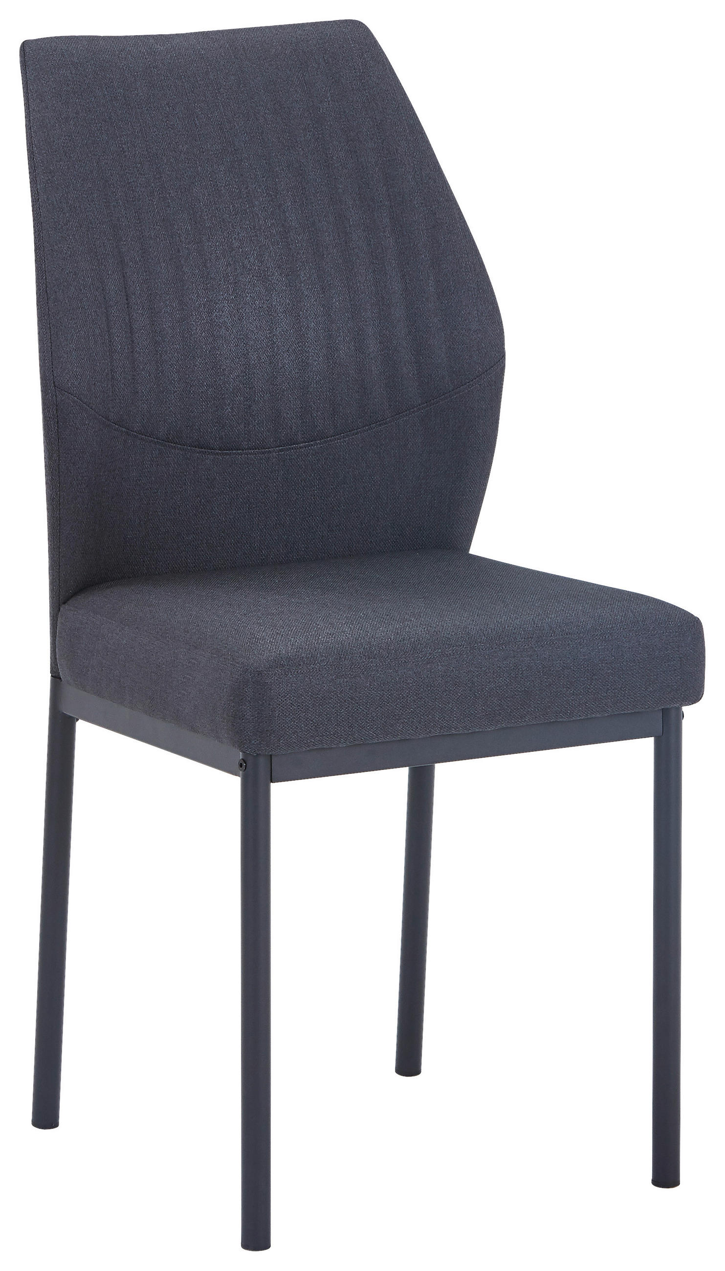 Scaun din metal, textil, negru, gri închis