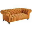 CHESTERFIELD-SOFA Currygelb Echtleder  - Currygelb/Dunkelbraun, LIFESTYLE, Leder/Holz (200/74/101cm) - Landscape