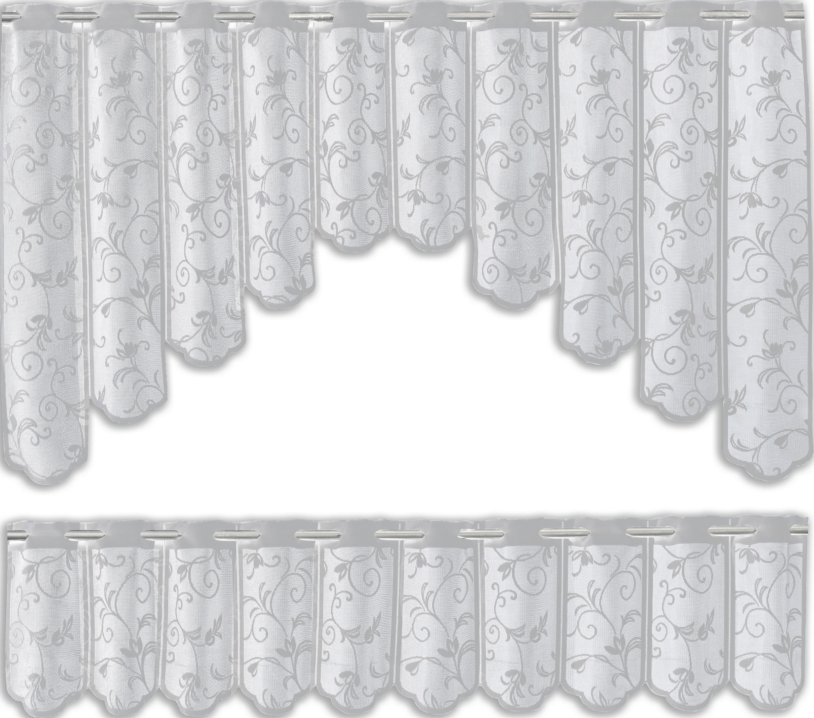 KURZGARDINENSET   150/105 cm   - Weiß, KONVENTIONELL, Textil (150/105cm)
