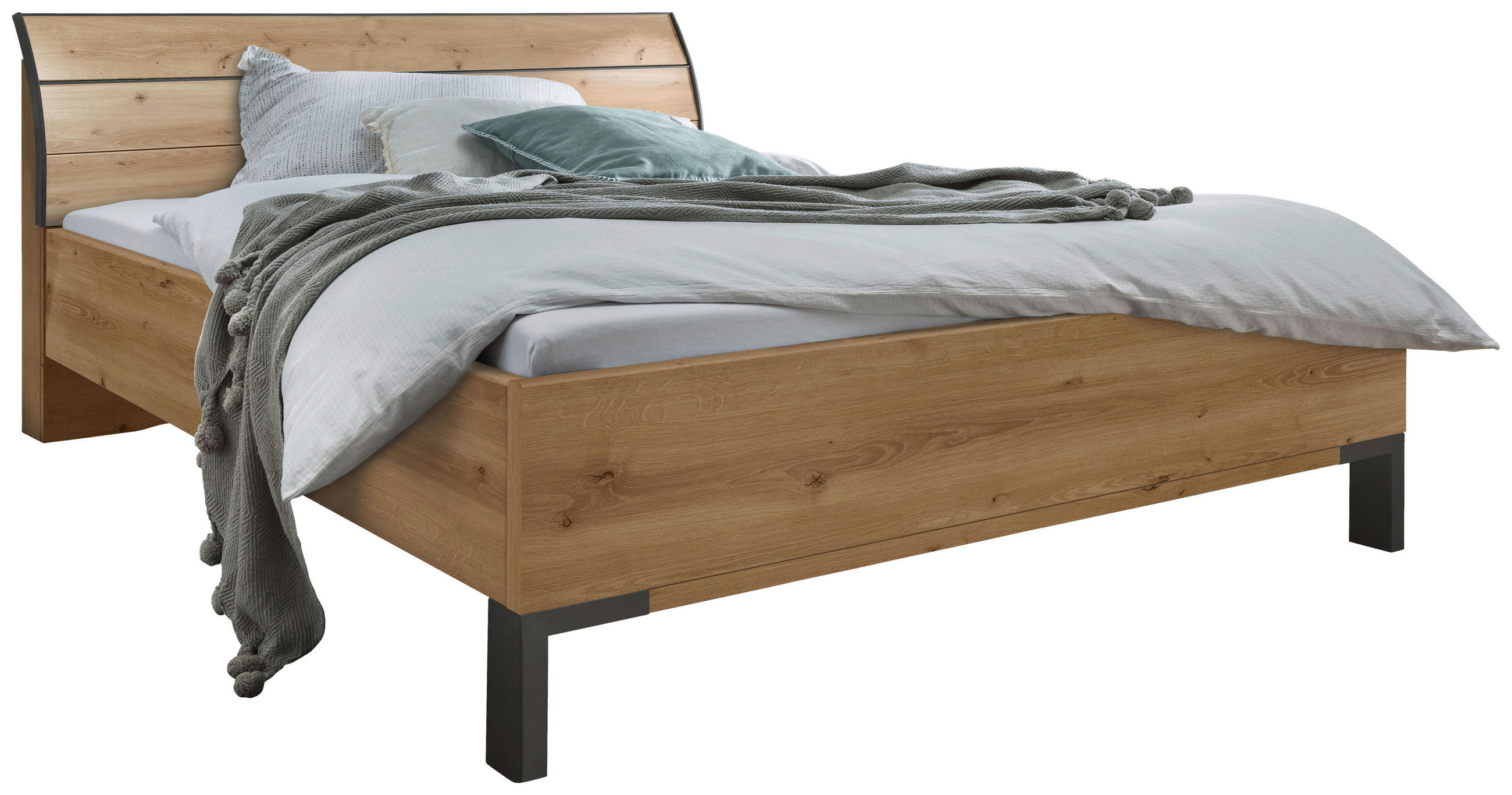 BETT 200/200 cm  in Eiche Bianco  - Schieferfarben/Eiche Bianco, KONVENTIONELL, Metall (200/200cm) - Dieter Knoll