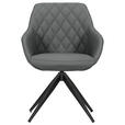 ARMLEHNSTUHL  Typenauswahl, Sitzfläche 360° drehbar, automatische Rückholfunktion  Echtleder  - Schwarz/Grau, Design, Leder/Metall (60/83/65cm) - Landscape