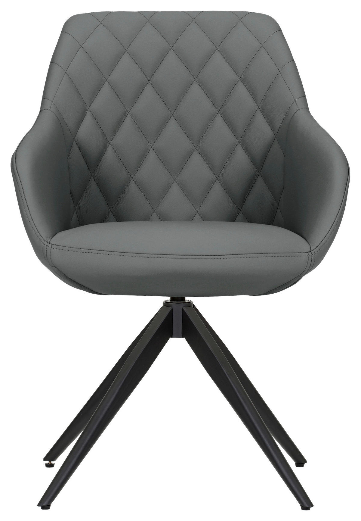 ARMLEHNSTUHL  in Echtleder pigmentiert  - Schwarz/Grau, Design, Leder/Metall (60/83/65cm) - Landscape