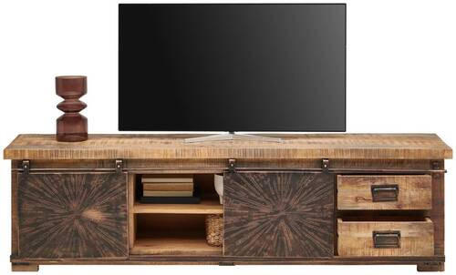 LOWBOARD  in 180/50/40 cm  - Schwarz/Naturfarben, Trend, Holz/Metall (180/50/40cm) - Landscape