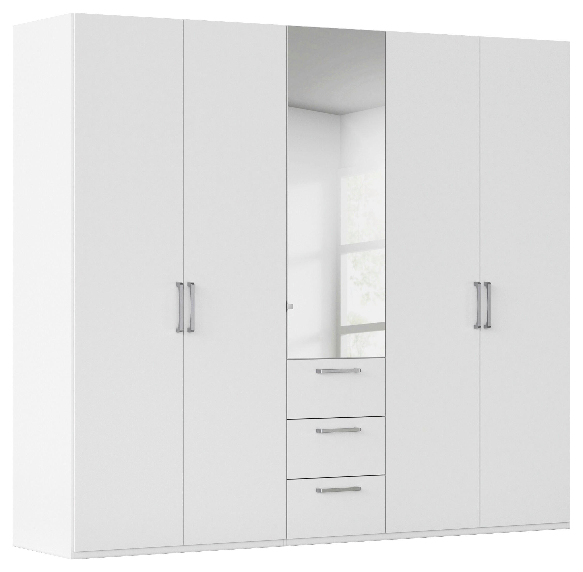 DREHTÜRENSCHRANK 251/223/61 cm,  in Weiß, 5-türig  - Chromfarben/Edelstahlfarben, Basics, Glas/Holzwerkstoff (251/223/61cm) - Novel