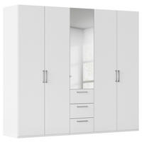 DREHTÜRENSCHRANK 251/223/61 cm,  in Weiß, 5-türig  - Chromfarben/Edelstahlfarben, Basics, Glas/Holzwerkstoff (251/223/61cm) - Novel