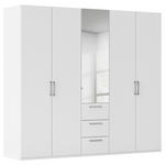 DREHTÜRENSCHRANK 251/223/61 cm,  in Weiß, 5-türig  - Chromfarben/Edelstahlfarben, Basics, Glas/Holzwerkstoff (251/223/61cm) - Novel