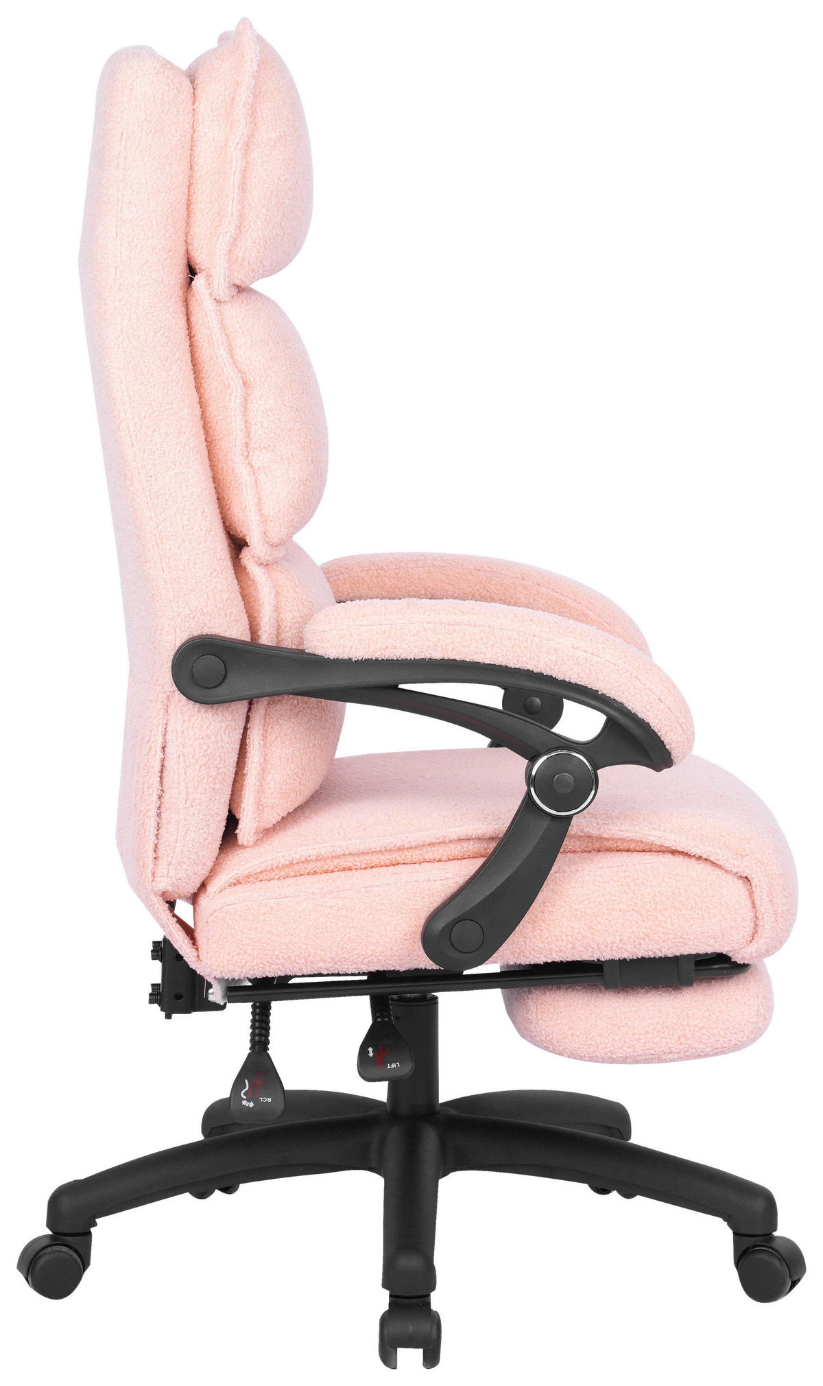 CHEFSESSEL Teddystoff Rosa  - Schwarz/Rosa, Design, Kunststoff/Textil (64,5/112/120/65cm) - Carryhome