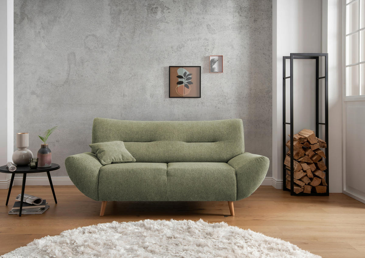 2-SITZER-SOFA in Chenille Grün  - Wildeiche/Grün, MODERN, Holz/Textil (173/81/90cm) - MID.YOU