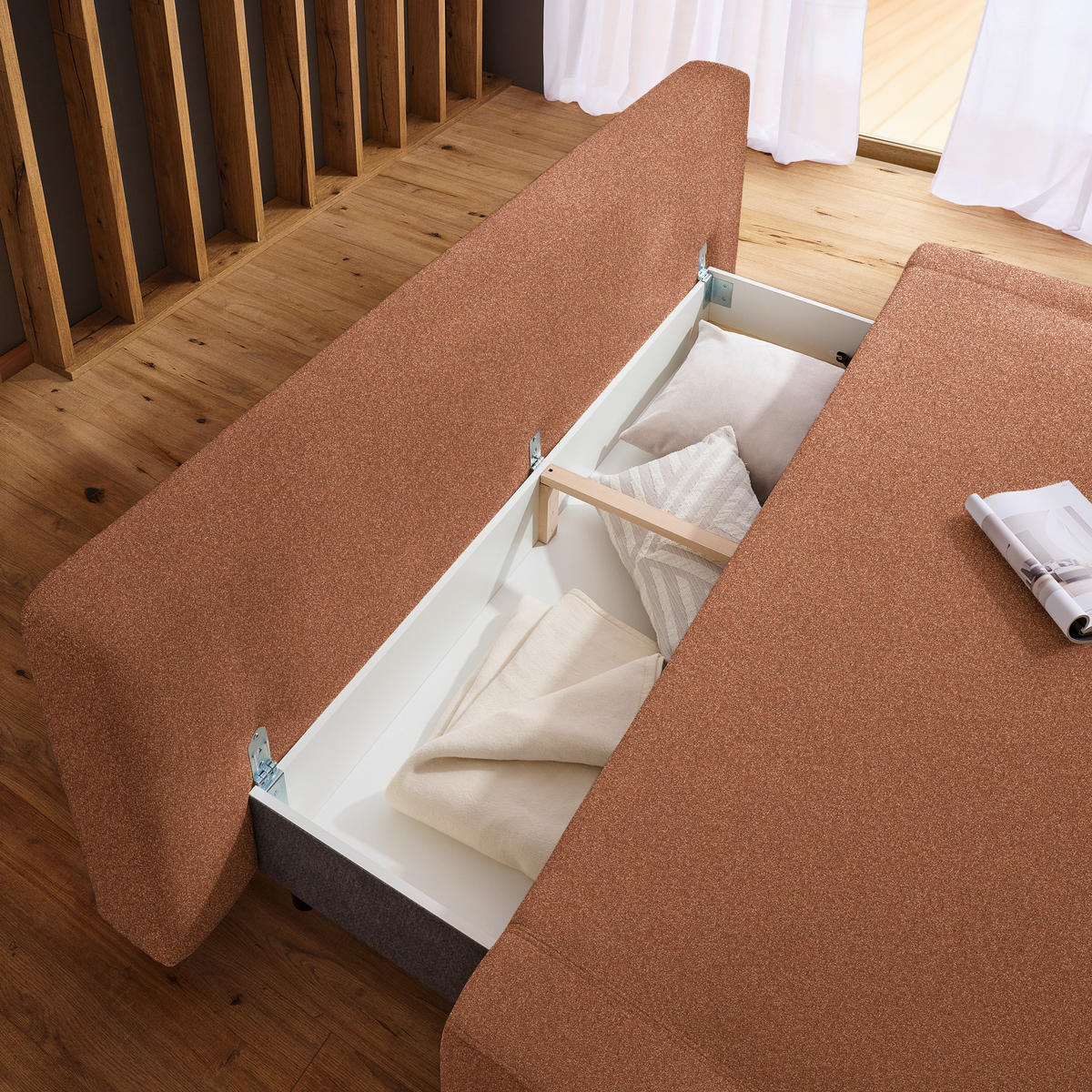 SCHLAFSOFA in Textil Cognac  - Cognac/Naturfarben, Design, Holz/Textil (211/88/102cm) - Niels Andersson