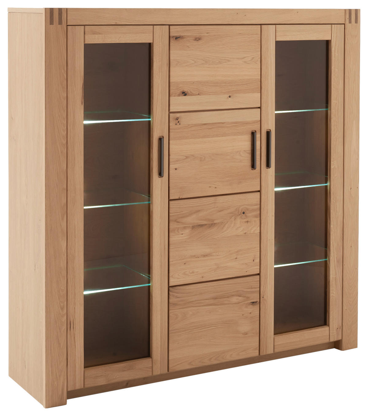HIGHBOARD  in 137/139/37 cm  - Eichefarben/Anthrazit, Design, Glas/Holz (137/139/37cm) - Livetastic