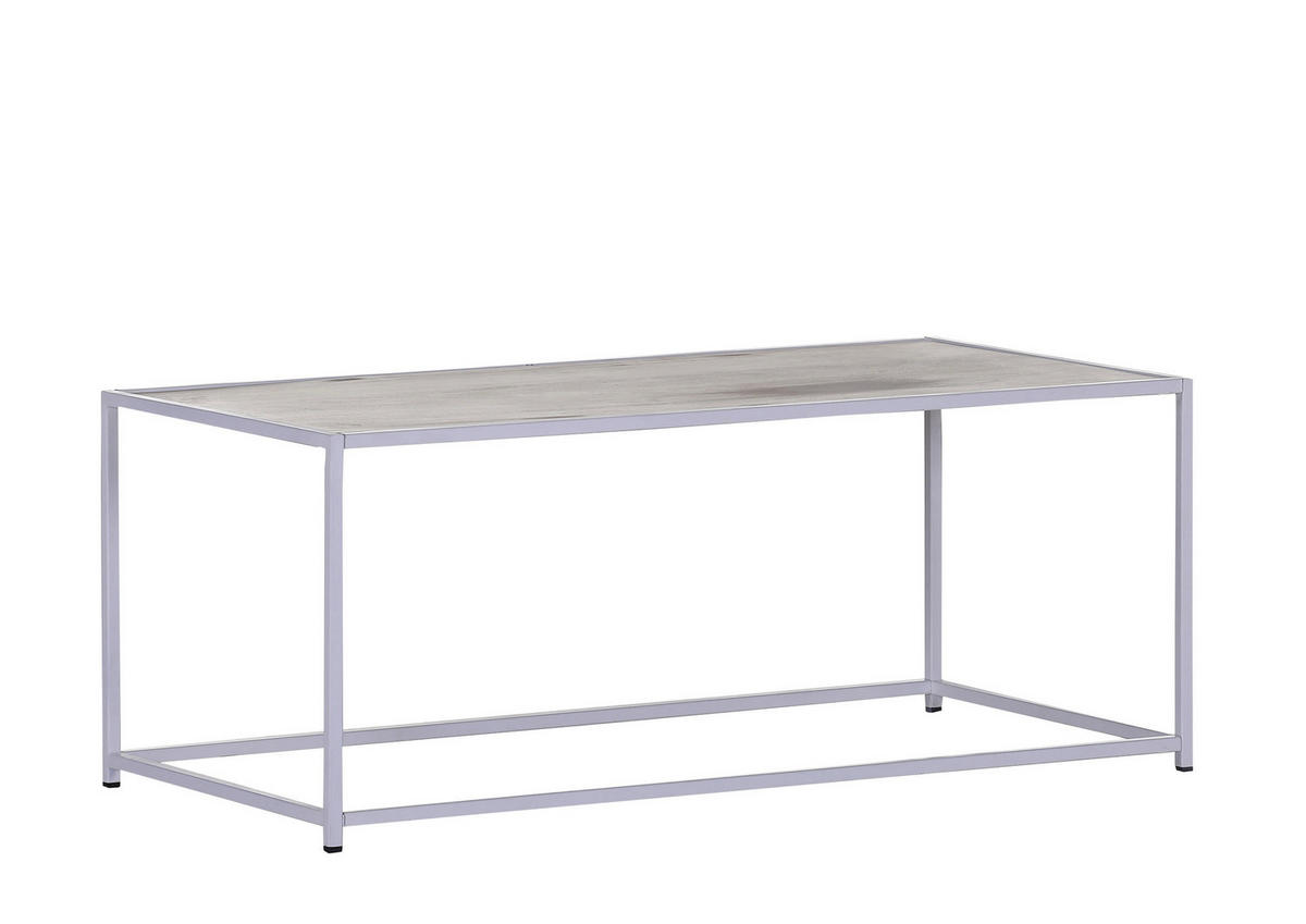 COUCHTISCH Mangoholz massiv 100/50/40 cm rechteckig Weiß  - Weiß, Trend, Holz/Metall (100/50/40cm) - Livetastic