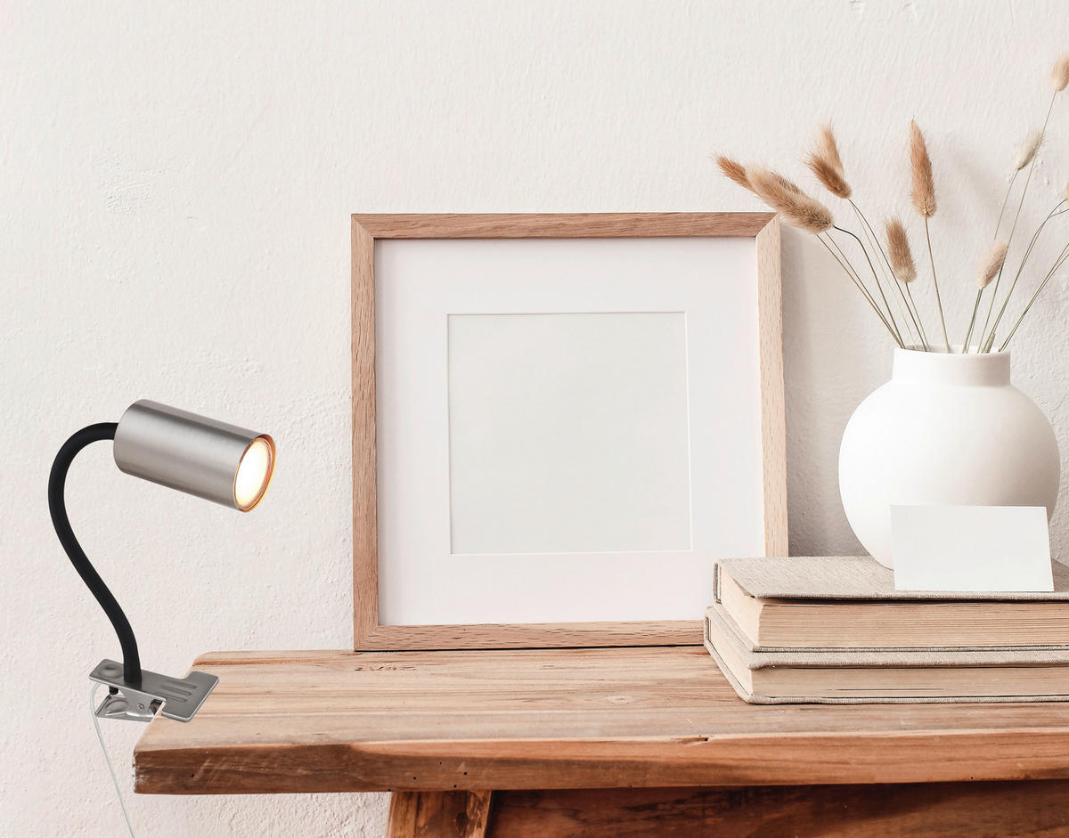 LAMPA SO ŠTIPCOM, GU10, 10/5,5/41,5 cm - čierna/niklová, Basics, kov/plast (10/5,5/41,5cm) - Globo