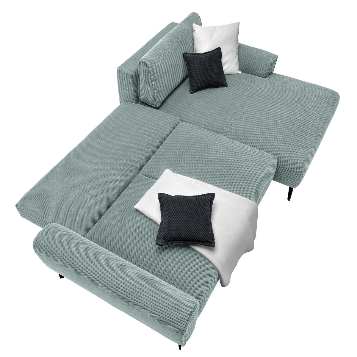 ECKSOFA in Webstoff Mintgrün  - Schwarz/Mintgrün, Design, Textil/Metall (272/170cm) - Welnova