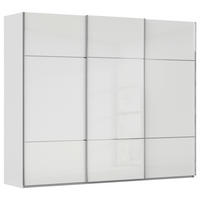 SCHWEBETÜRENSCHRANK 301/223/68 cm 3-türig Grau, Weiß  - Chromfarben/Weiß, KONVENTIONELL, Glas/Holzwerkstoff (301/223/68cm) - Novel