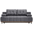 SCHLAFSOFA  mit Stoffauswahl, Rücken echt Webstoff Grau  - Schwarz/Grau, Design, Holz/Textil (206/77-87/102cm) - Novel