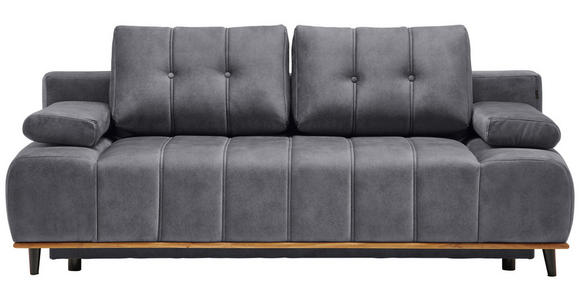 SCHLAFSOFA mit Stoffauswahl, Rücken echt Webstoff Grau - Schwarz/Grau, Design, Holz/Textil (206/77-87/102cm) - Novel