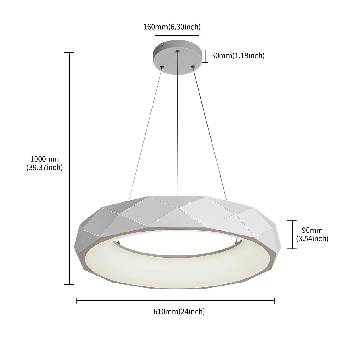 HÄNGLAMPA Reus 60/100 cm  - vit, Design, metall (60/100cm)