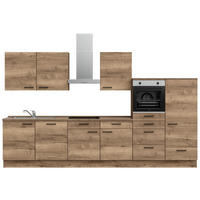 KÜCHENBLOCK 360 cm   in Eiche dunkel  - Eiche dunkel/Eichefarben, MODERN, Holzwerkstoff/Metall (360cm) - Nobilia