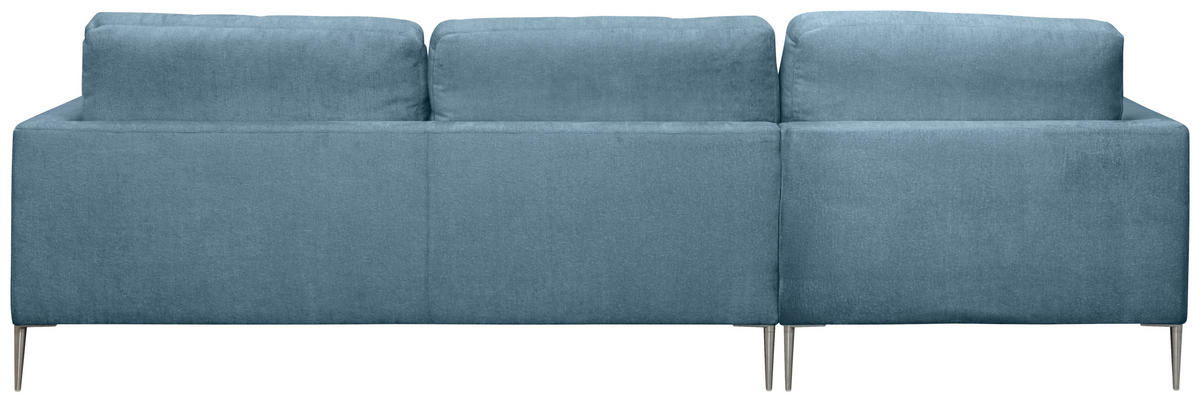 ECKSOFA Blau Chenille  - Blau/Silberfarben, KONVENTIONELL, Textil/Metall (143/284cm) - Carryhome