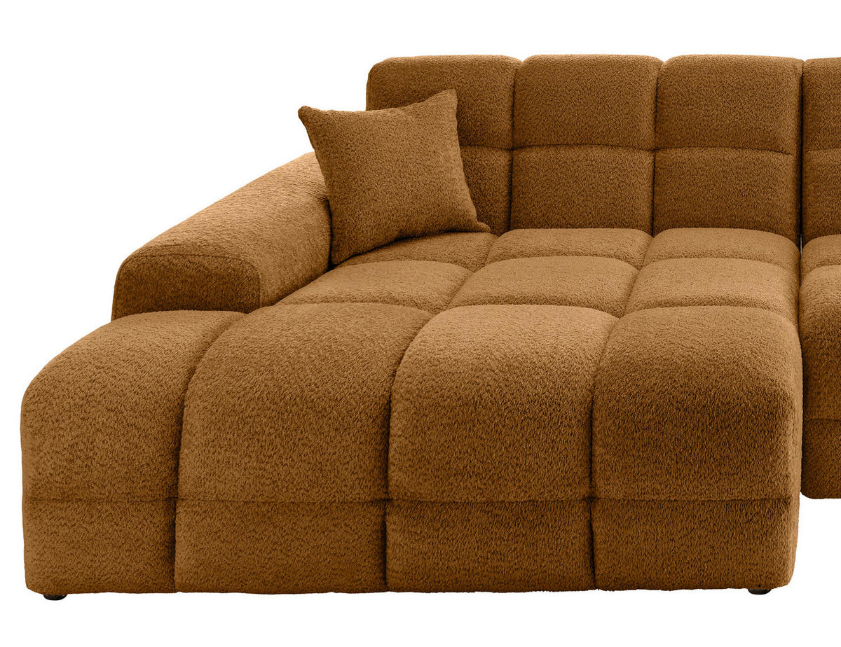 ECKSOFA in Bouclé Goldfarben  - Goldfarben/Schwarz, Modern, Kunststoff/Textil (152/301cm) - Livetastic