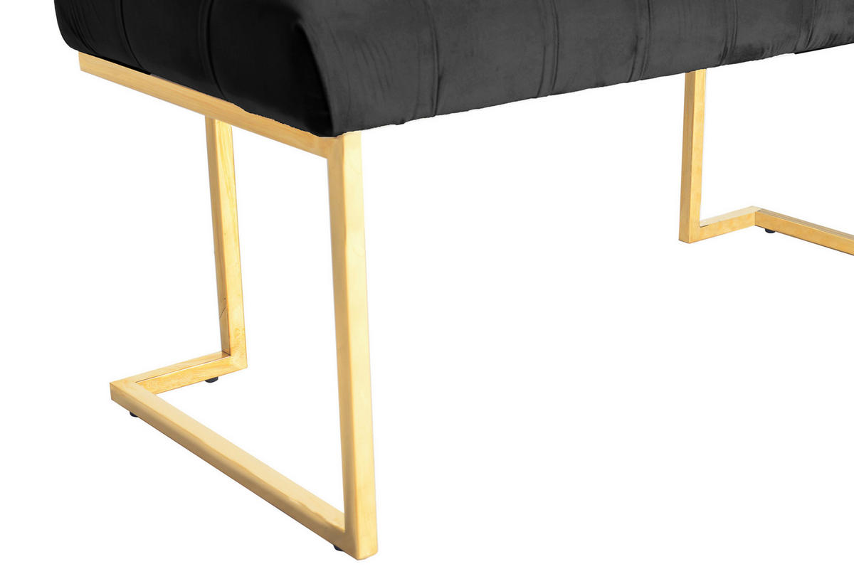 HOCKERBANK in Kunststoff, Metall Schwarz, Goldfarben  - Goldfarben/Schwarz, Design, Kunststoff/Metall (47/48/100cm) - Kayoom