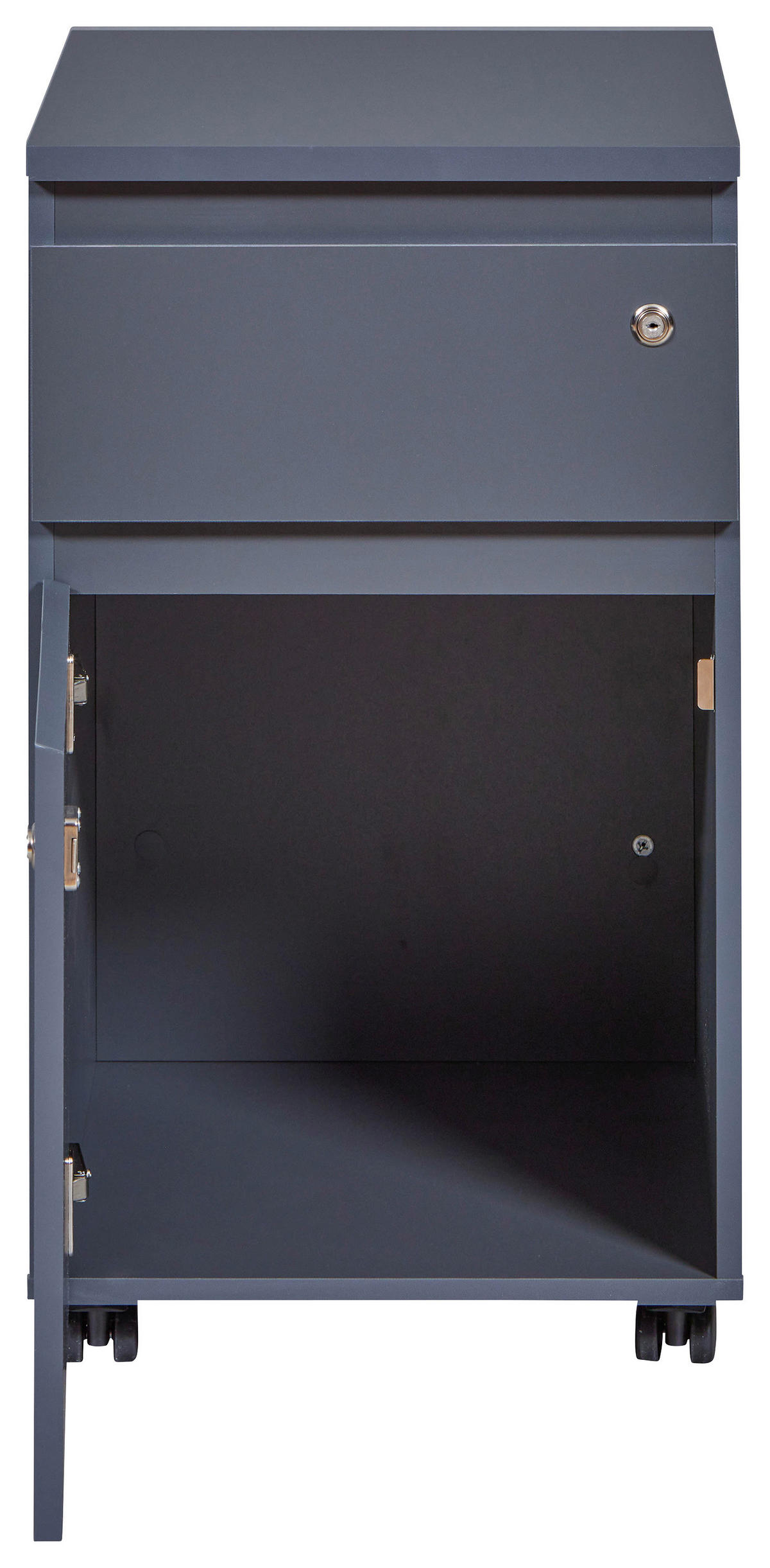 POJÍZDNÝ KONTEJNER, 44/76,9/51,3 cm - antracitová, Konvenční, kompozitní dřevo/plast (44/76,9/51,3cm) - Boxxx