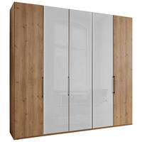 DREHTÜRENSCHRANK 250/236/58 cm,  in Weiß, Eiche Bianco, 5 Tür(en)-türig  - Schieferfarben/Eiche Bianco, KONVENTIONELL, Glas/Holzwerkstoff (250/236/58cm) - Dieter Knoll