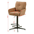 BARHOCKER Leinenoptik Schwarz, Rostfarben Eisen Stoffauswahl, Sitzfläche 360° drehbar  - Taupe/Rostfarben, Design, Textil/Metall (58/103-123/61cm) - Novel
