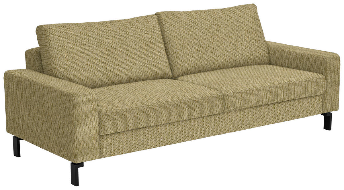 3-SITZER-SOFA in Flachgewebe Gelb, Hellgrün  - Gelb/Schwarz, Design, Textil/Metall (218/86/97cm) - Hom`in