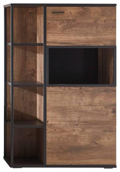HIGHBOARD Bastian  in 90/140/37 cm  - Eichefarben/Dunkelgrau, KONVENTIONELL, Glas/Holzwerkstoff (90/140/37cm) - Cantus