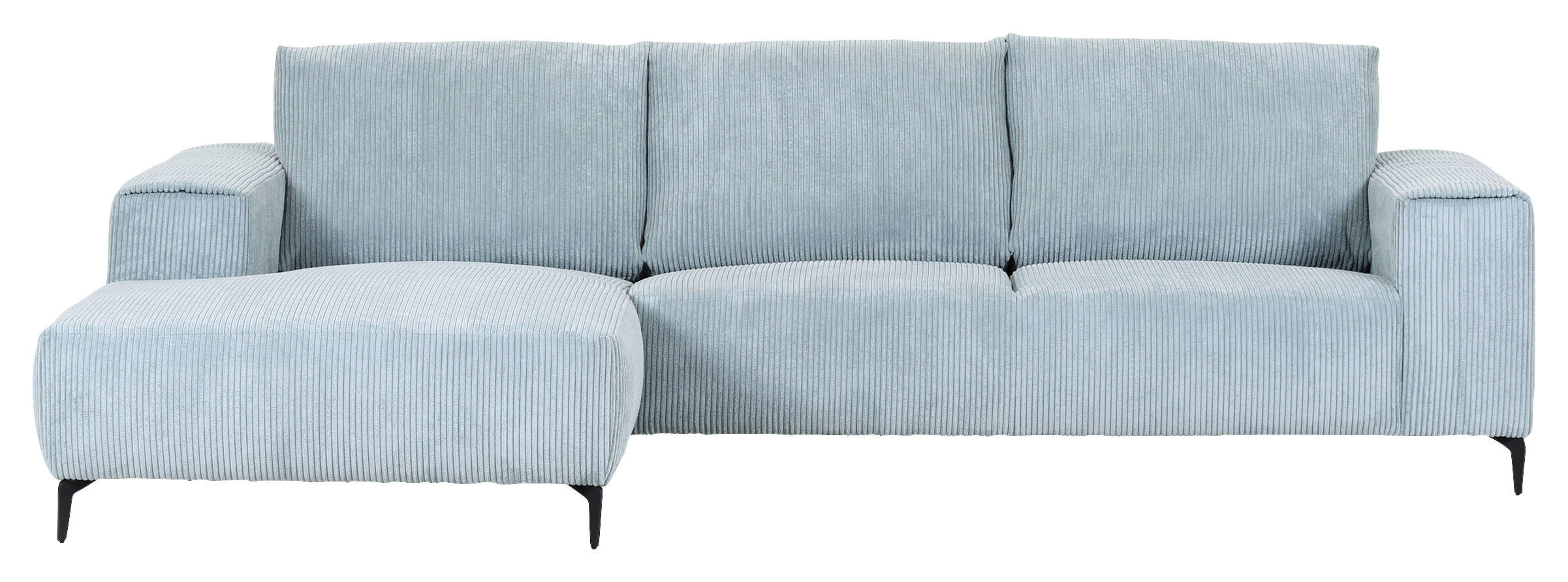 ECKSOFA in Cord Mintgrün, Hellblau  - Schwarz/Mintgrün, Konventionell, Textil/Metall (170/285cm) - Carryhome
