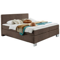 BOXSPRINGBETT 200/200 cm  in Braun  - Chromfarben/Braun, Konventionell, Kunststoff/Textil (200/200cm) - Hom`in